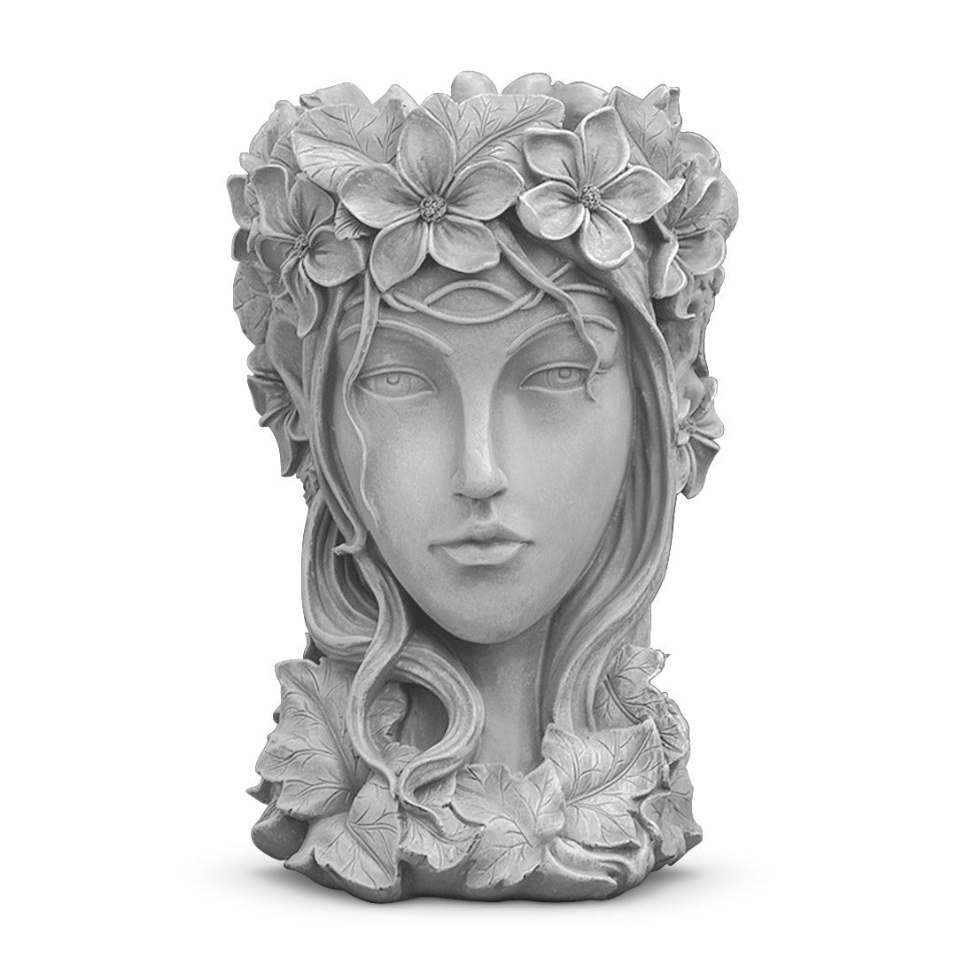 SOGA Resin Grey Creative Goddess Head Statue Planter Bonsai Flower Succulent Pot Decor