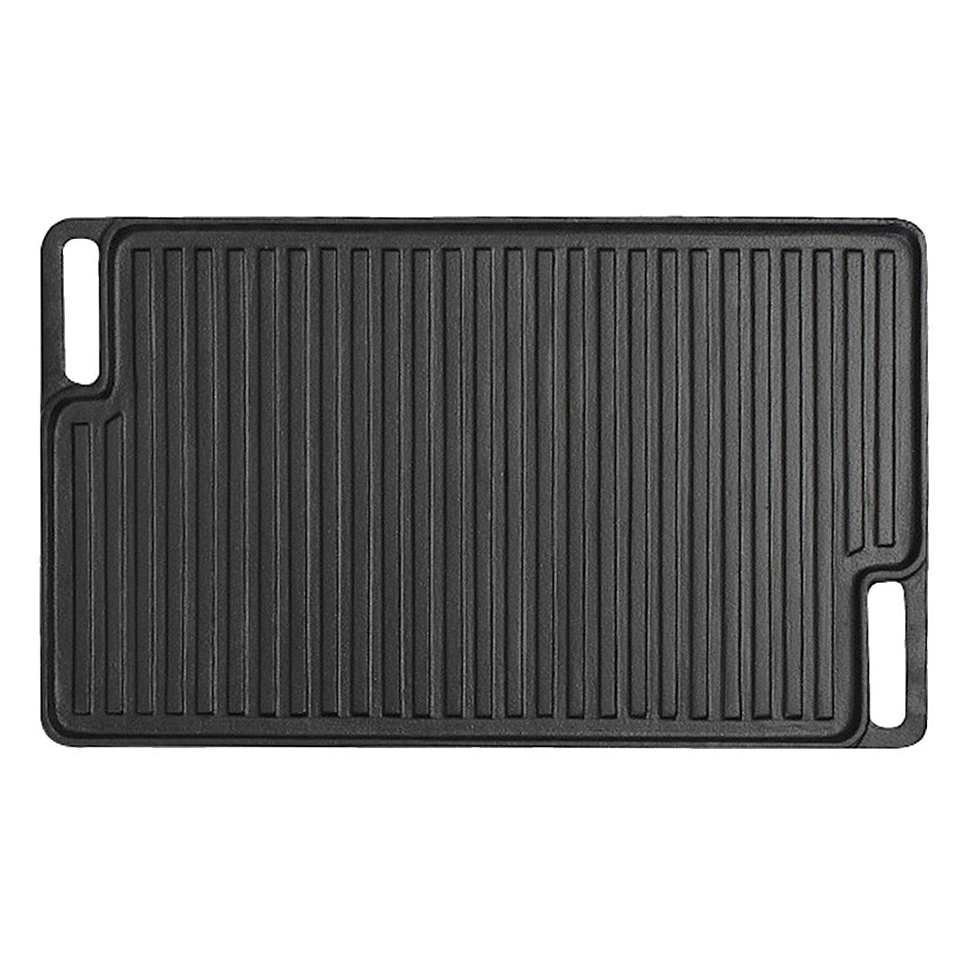 SOGA 45cm Rectangular Cast Iron Portable Fry BBQ Grill Plate Cooking Pan Tray with Handle