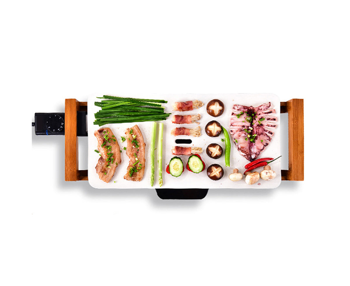 SOGA Electric Ceramic BBQ Grill Non-stick Surface Hot Plate for Indoor & Outdoor White