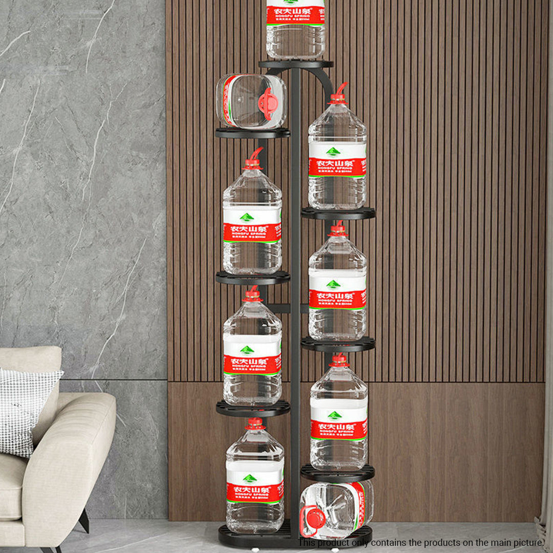 SOGA 2X 8 Tier 9 Pots Black Round Metal Plant Rack Flowerpot Storage Display Stand Holder Home Garden Decor