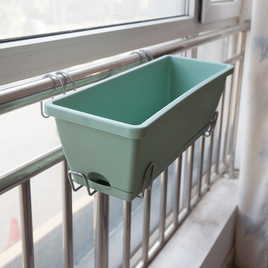SOGA 49.5cm Green Rectangular Planter Vegetable Herb Flower Outdoor Plastic Box with Holder Balcony Garden Decor Set of 4 - Active Workspace