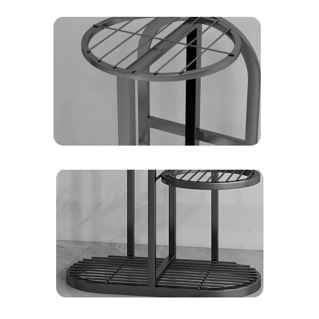 SOGA 5 Tier 6 Pots Black Round Metal Plant Rack Flowerpot Storage Display Stand Holder Home Garden Decor