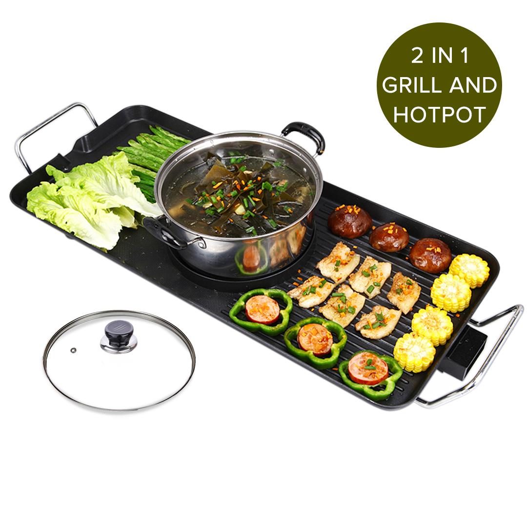 SOGA 2X Electric Steamboat Asian Hot Pot Soup Maker Fondue Teppanyaki Hotpot Grill