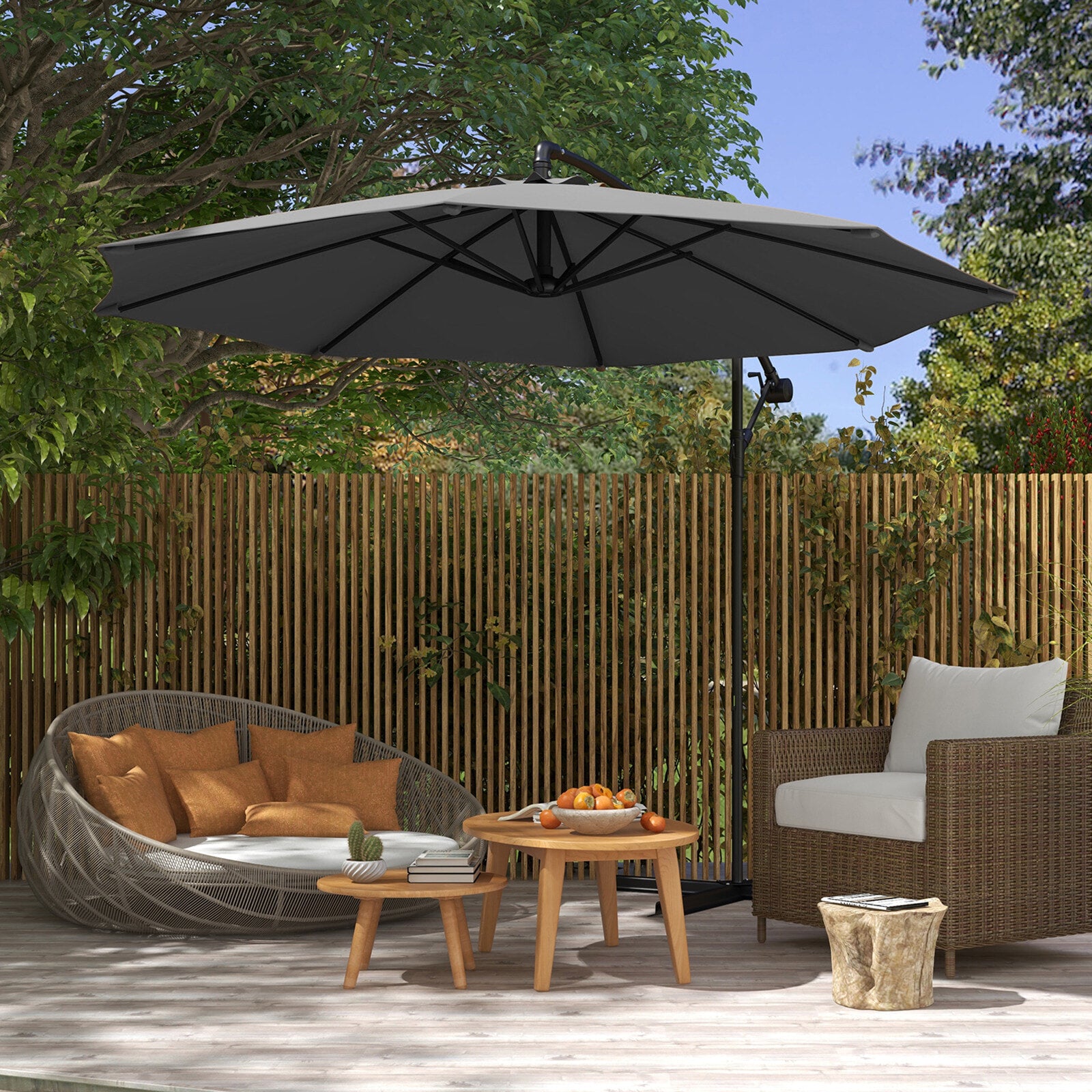 Milano 3M Outdoor Umbrella Cantilever With Protective Cover Patio Garden Shade-1889884910932594689