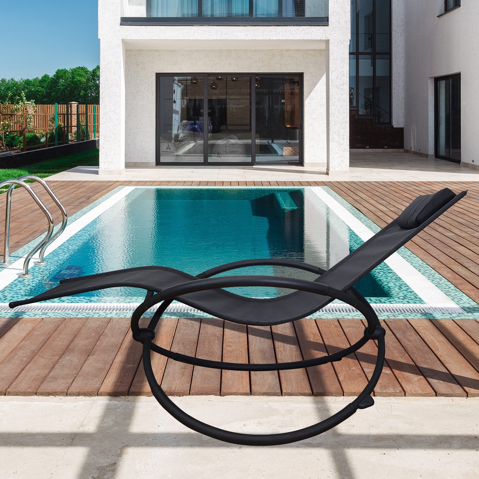 Arcadia Furniture Zero Gravity Rocking Chair  - Black-1887313151838523393