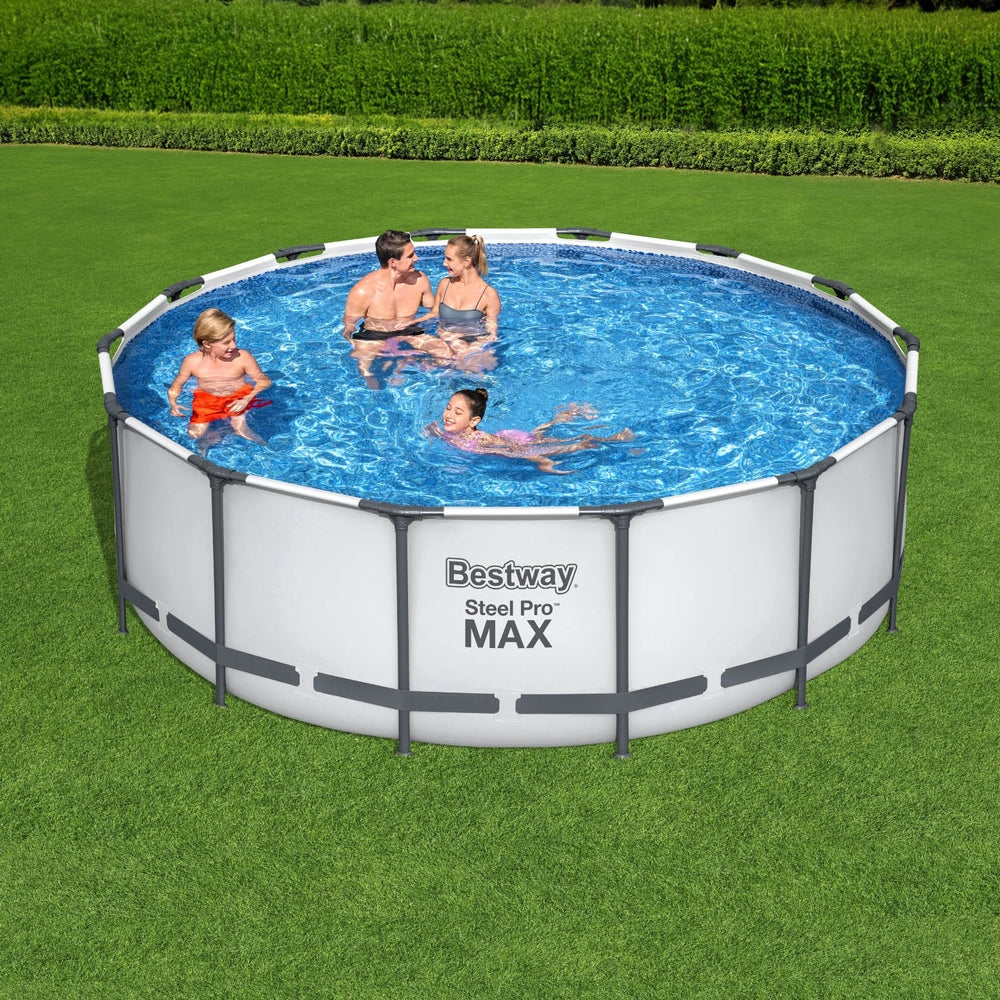 Bestway Swimming Pool 427x427x122cm Steel Frame Above Ground Pools Round Filter Pump Ladder