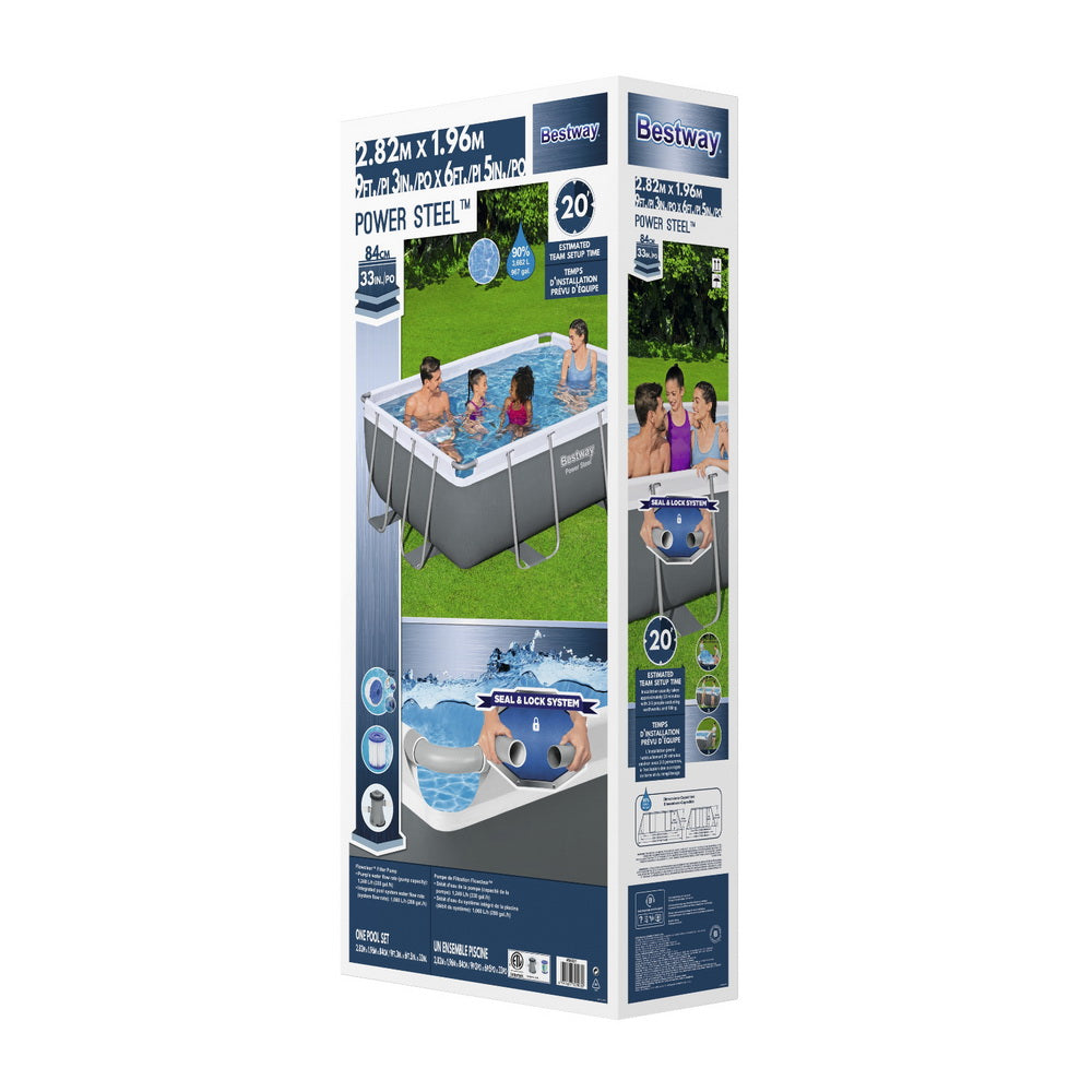 Bestway Swimming Pool 282x196x84cm Steel Frame Above Ground Pools Filter Pump 3662L