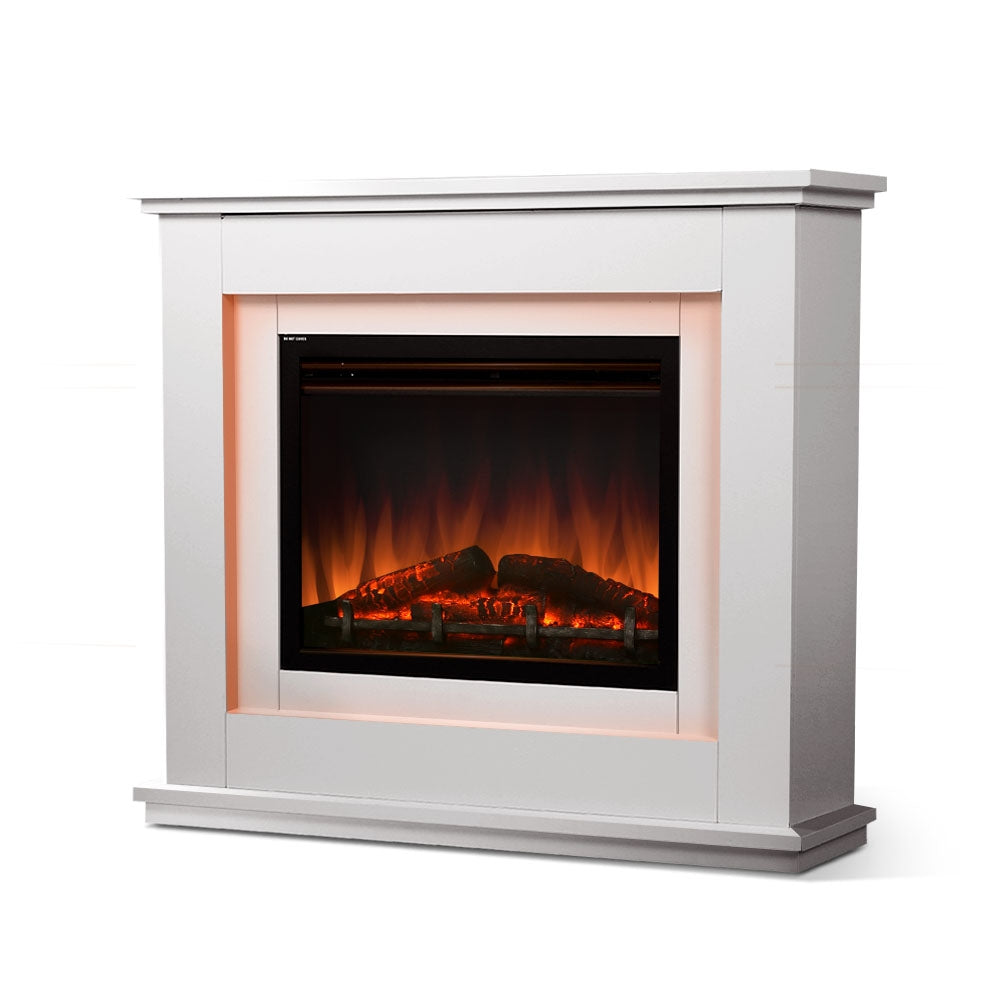 Devanti Electric Fireplace Fire Heater 2000W White Outdoors