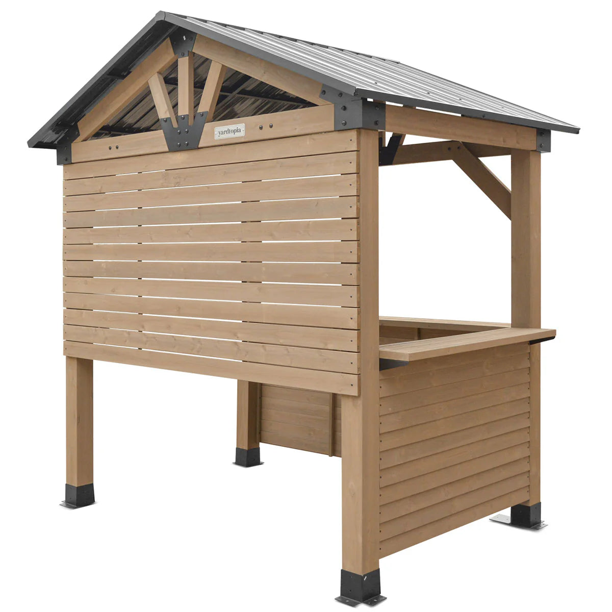Yardtopia Oslo 2.4m x 1.8m Outdoor Timber & Steel Gable Roof Gazebo - Bar Set