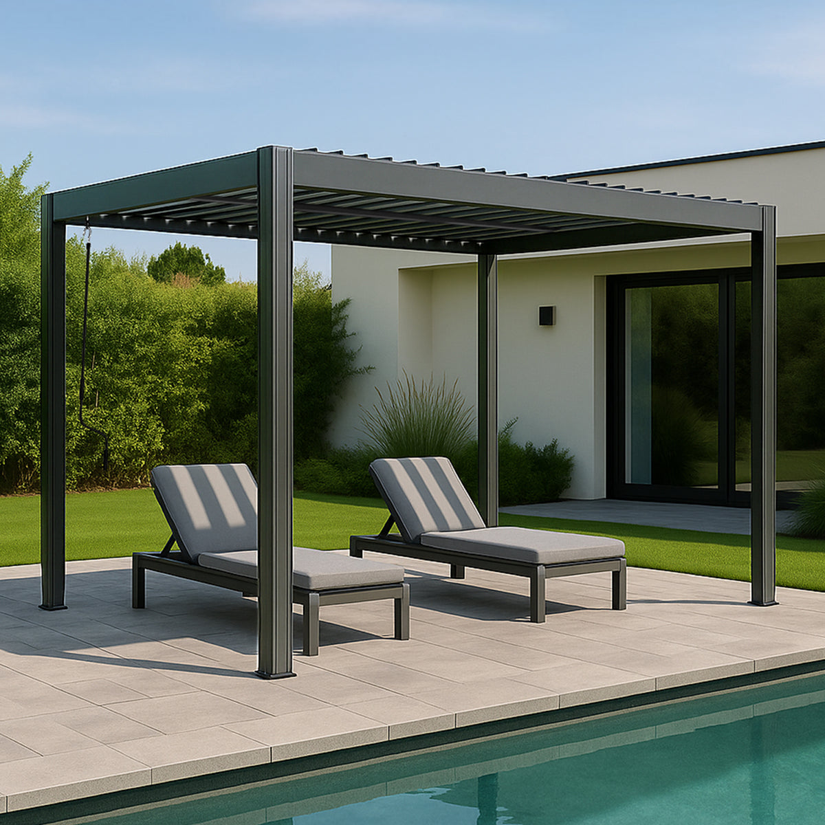 Yardtopia Elmont 3m x 4m Aluminium Adjustable Louvre Pergola