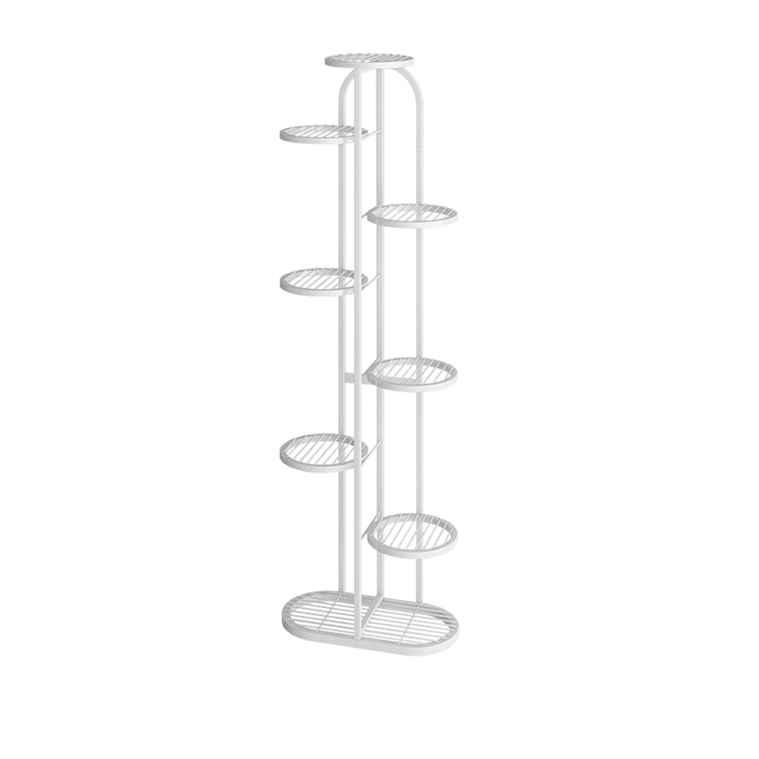 SOGA 8 Tier 9 Pots White Round Metal Plant Rack Flowerpot Storage Display Stand Holder Home Garden Decor