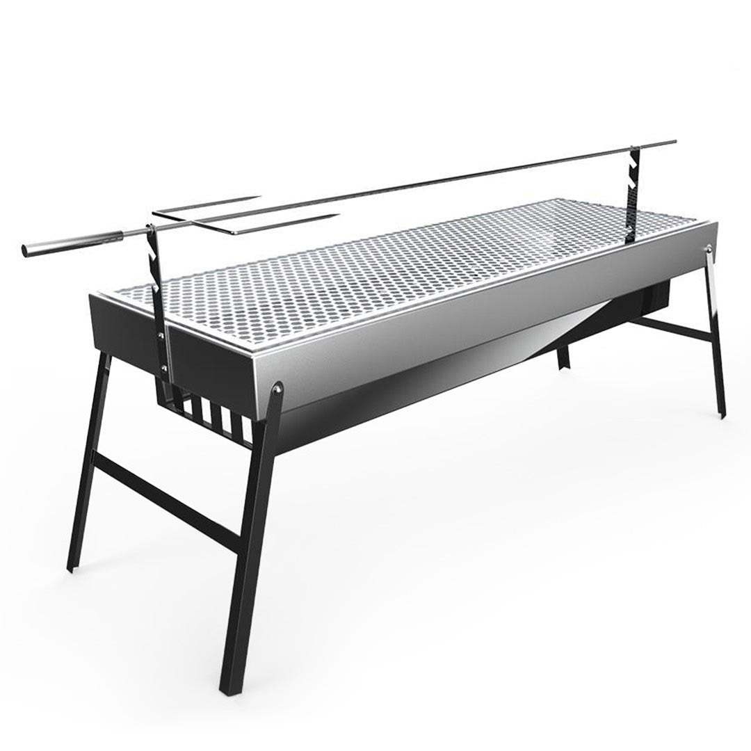 SOGA Stainless Steel Skewer Charcoal BBQ With Grill With Rotisserie