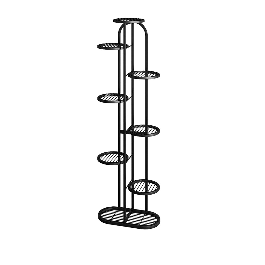 SOGA 8 Tier 9 Pots Black Round Metal Plant Rack Flowerpot Storage Display Stand Holder Home Garden Decor