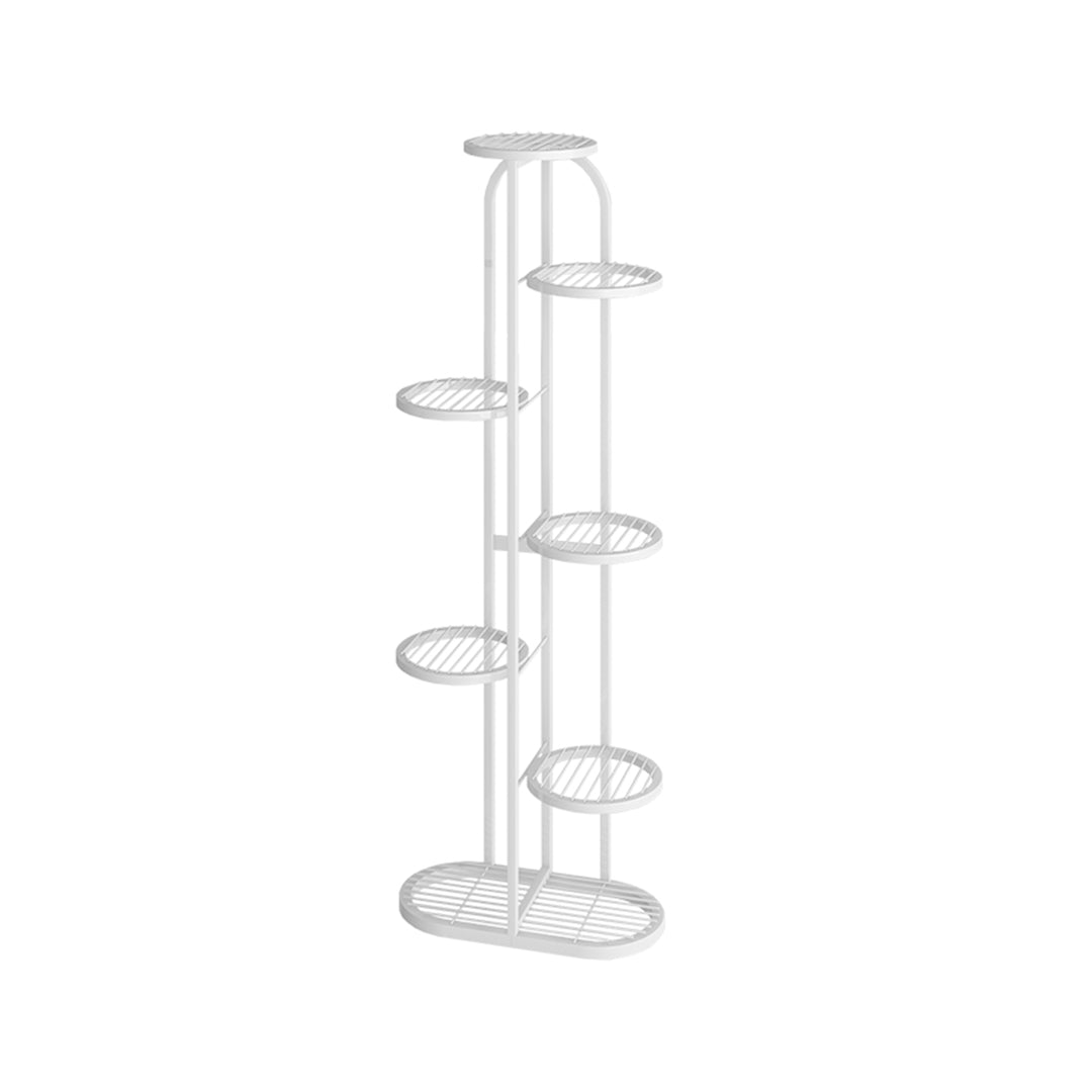 SOGA 7 Tier 8 Pots White Round Metal Plant Rack Flowerpot Storage Display Stand Holder Home Garden Decor