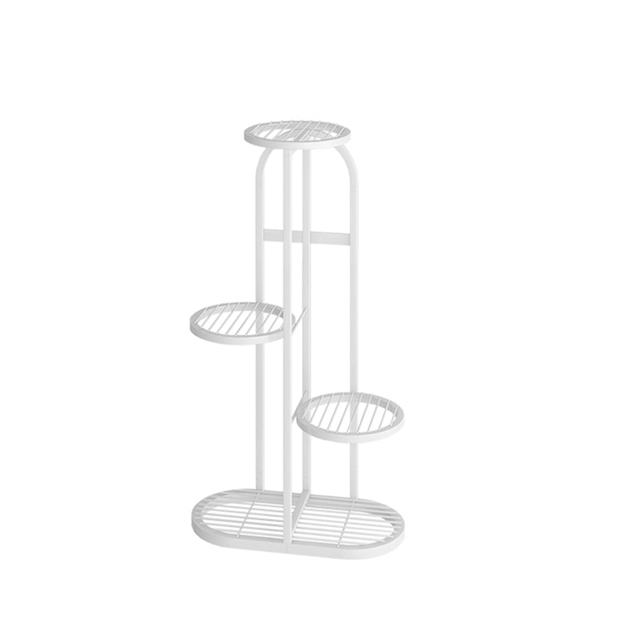 SOGA 4 Tier 5 Pots White Round Metal Plant Rack Flowerpot Storage Display Stand Holder Home Garden Decor