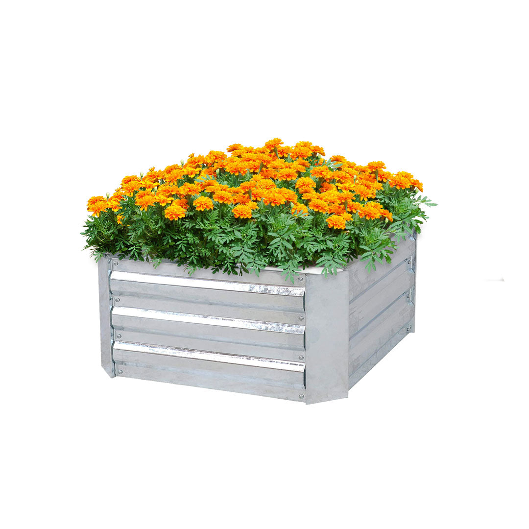 SOGA 100cm Square Galvanised Raised Garden Bed Vegetable Herb Flower Outdoor Planter Box