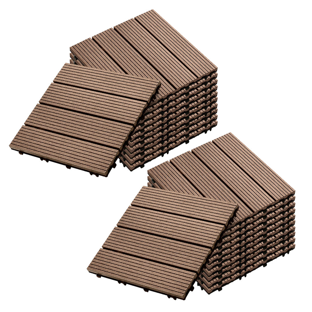 SOGA 2X 11 pcs Light Chocolate DIY Wooden Composite Decking Tiles Backyard Flooring