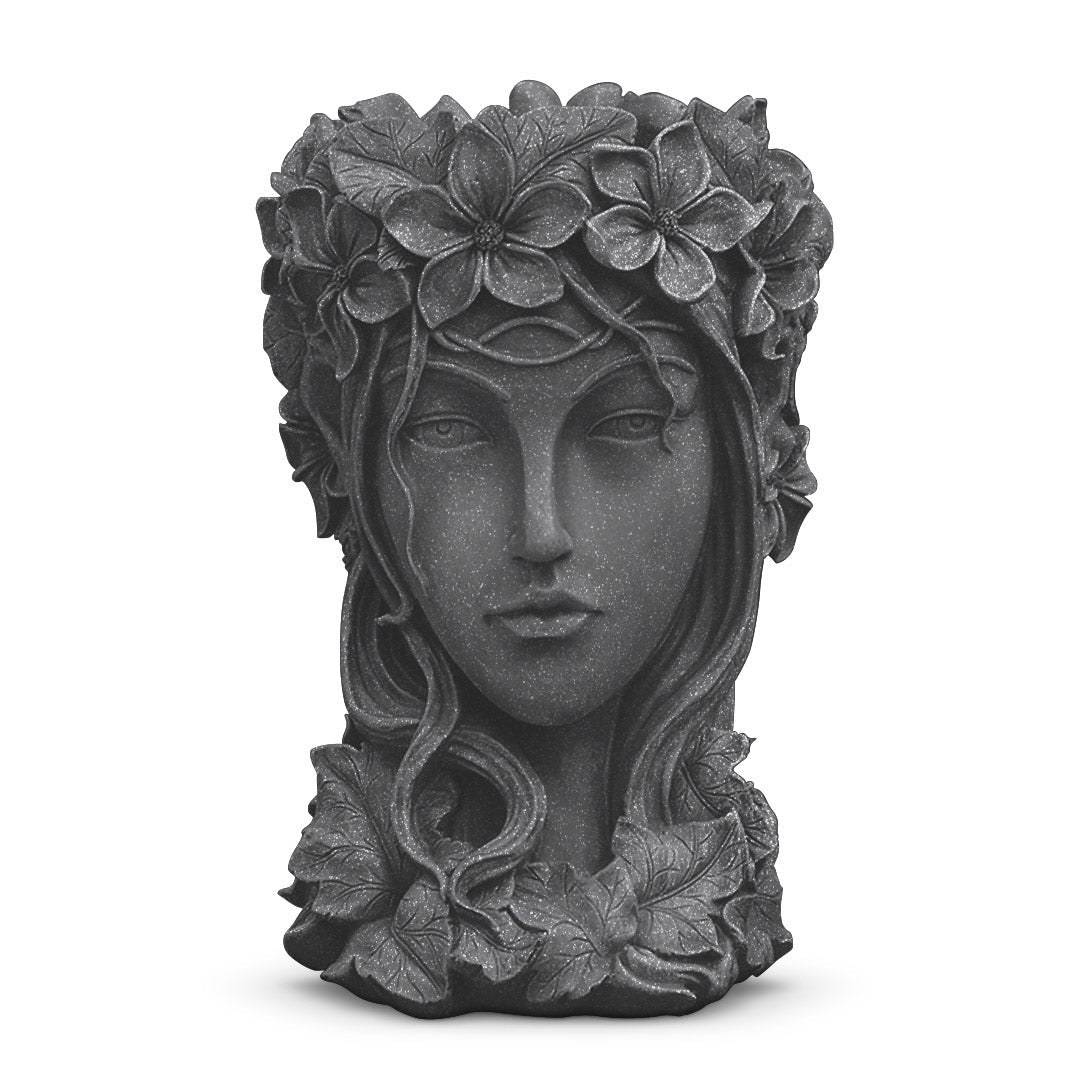 SOGA Resin Black Creative Goddess Head Statue Planter Bonsai Flower Succulent Pot Decor