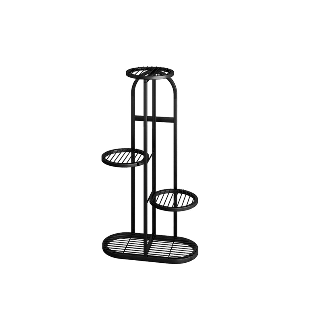 SOGA 4 Tier 5 Pots Black Round Metal Plant Rack Flowerpot Storage Display Stand Holder Home Garden Decor