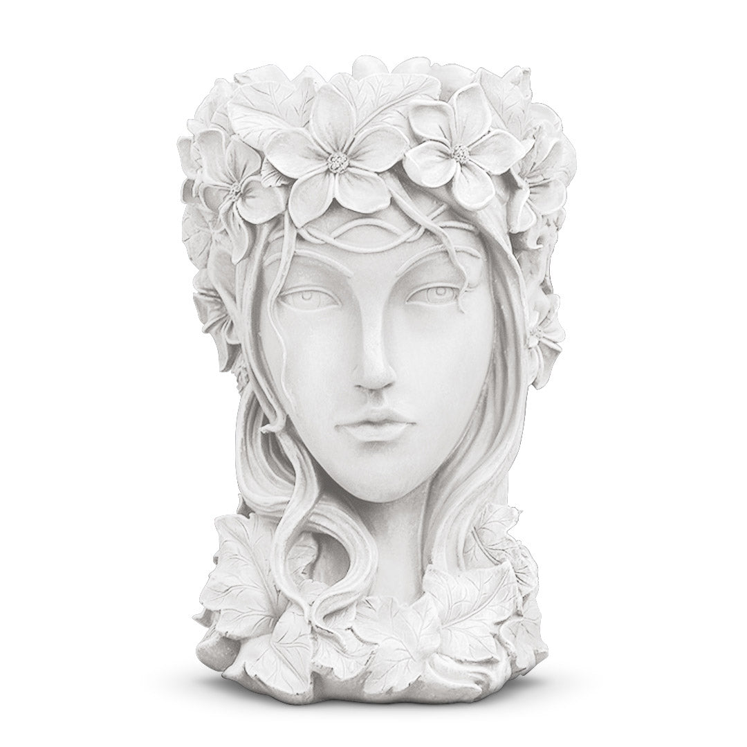 SOGA Resin White Creative Goddess Head Statue Planter Bonsai Flower Succulent Pot Decor