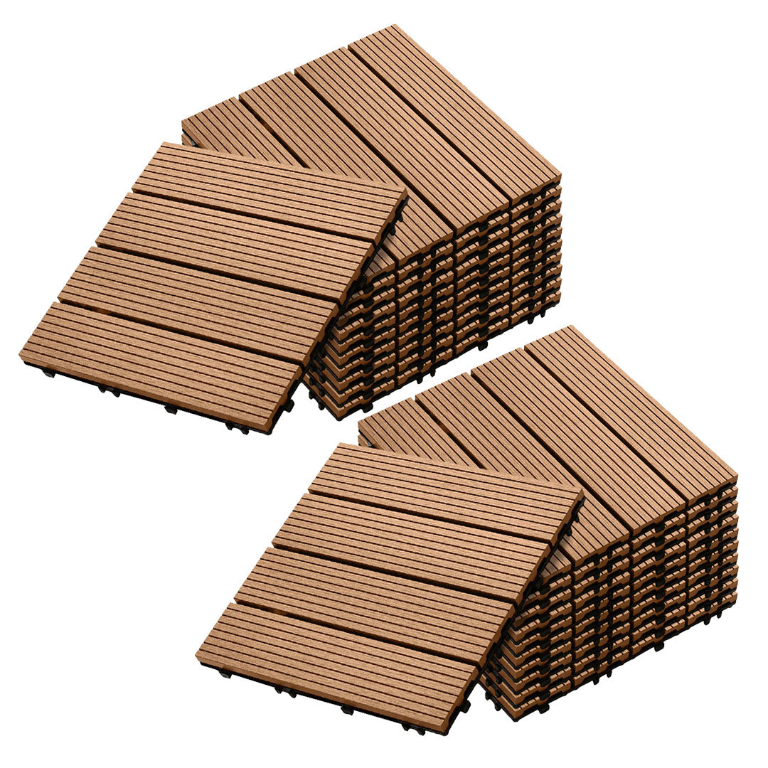 SOGA 2X 11 pcs Coffee DIY Wooden Composite Decking Tiles Backyard Flooring