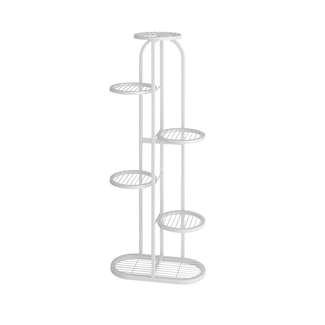 SOGA 6 Tier 7 Pots White Round Metal Plant Rack Flowerpot Storage Display Stand Holder Home Garden Decor