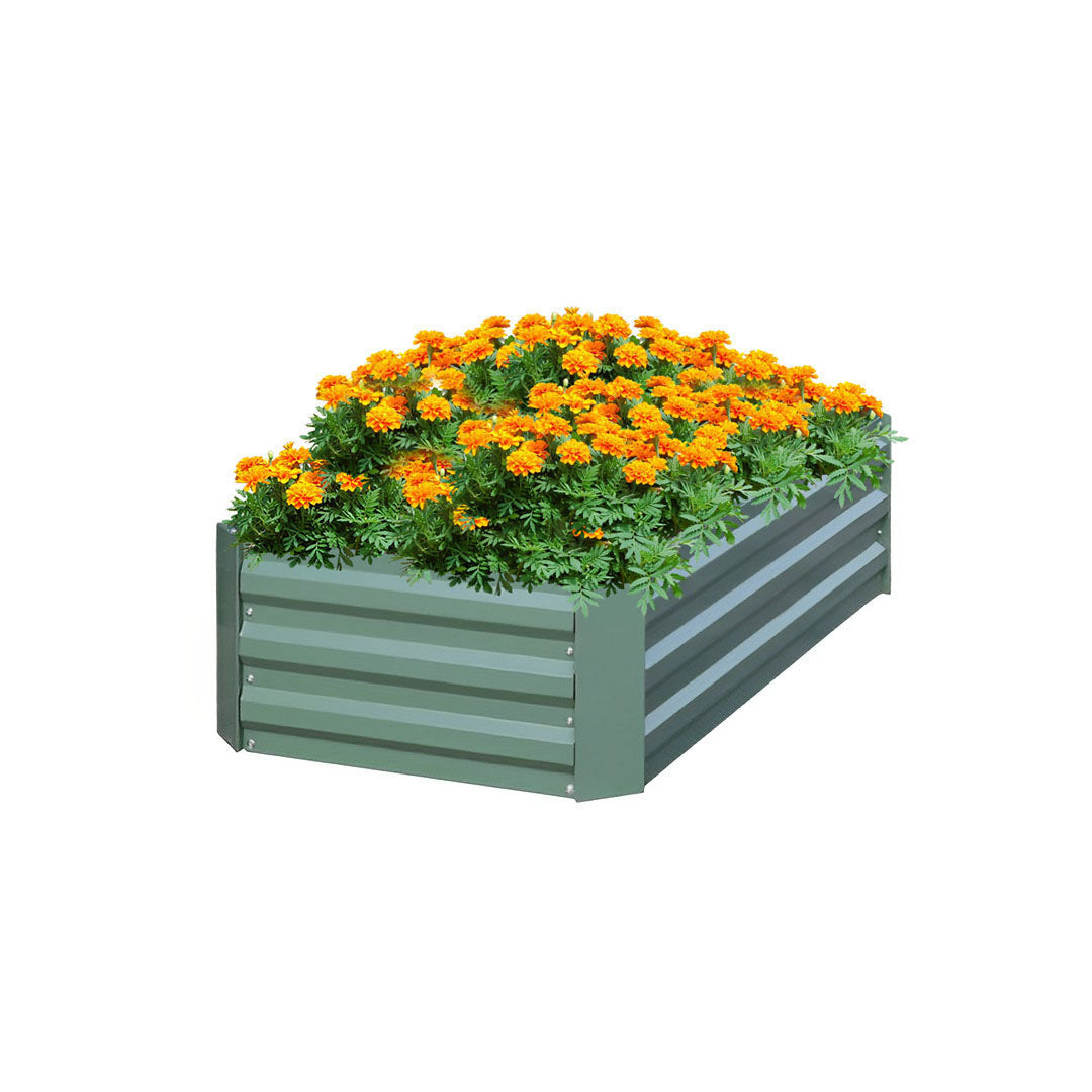 SOGA 90cm Rectangle Galvanised Raised Garden Bed Vegetable Herb Flower Outdoor Planter Box