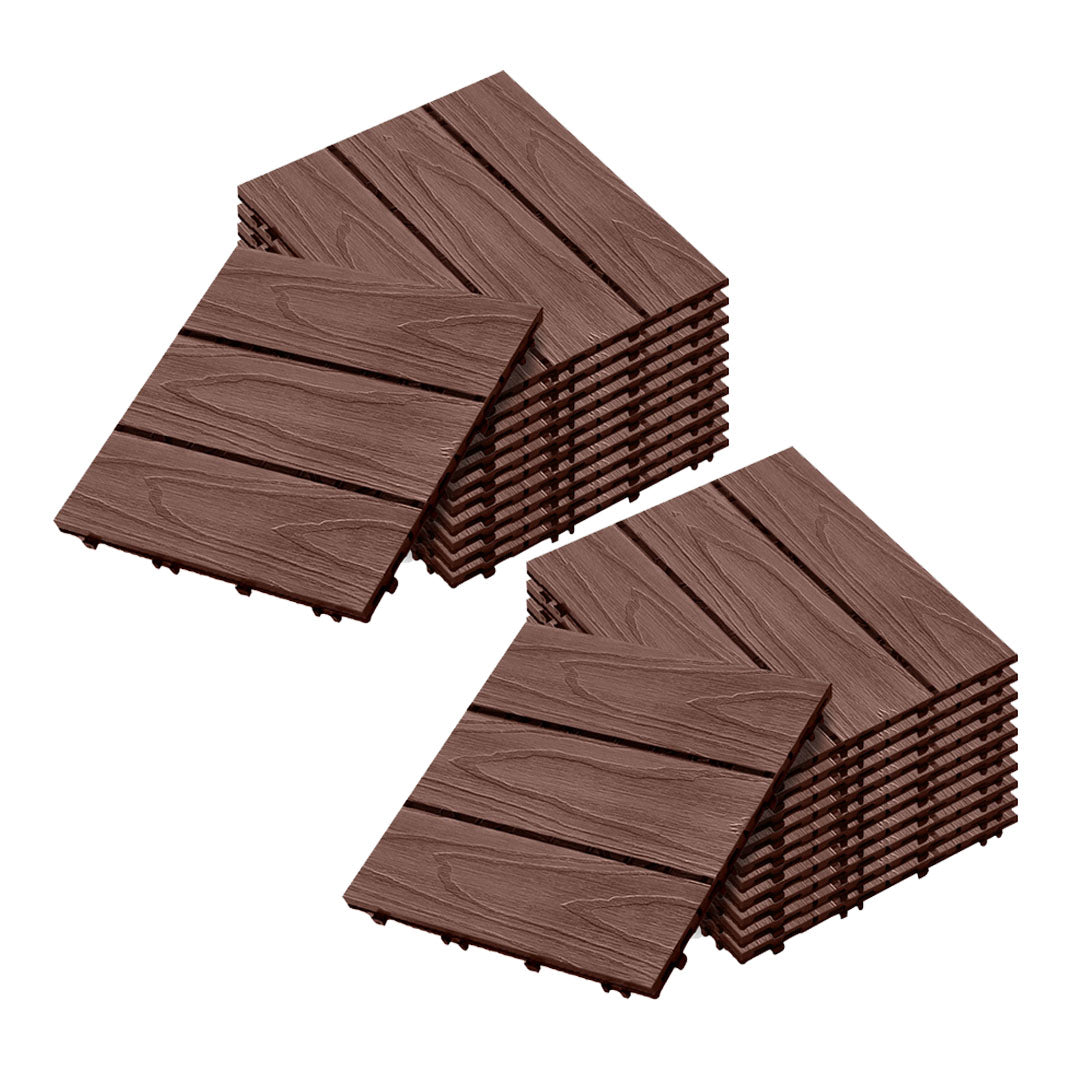 SOGA 2X 11 pcs Dark Chocolate DIY Wooden Composite Decking Tiles Backyard Flooring