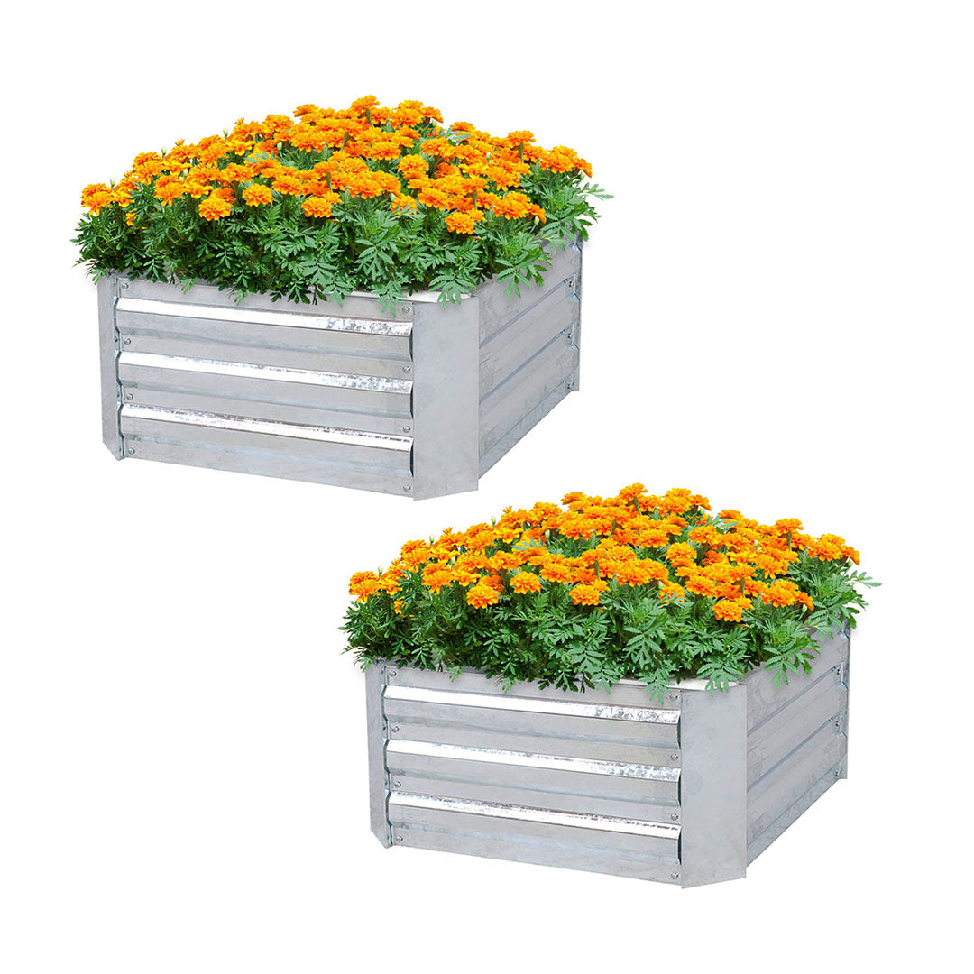 SOGA 2X 90cm Square Galvanised Raised Garden Bed Vegetable Herb Flower Outdoor Planter Box