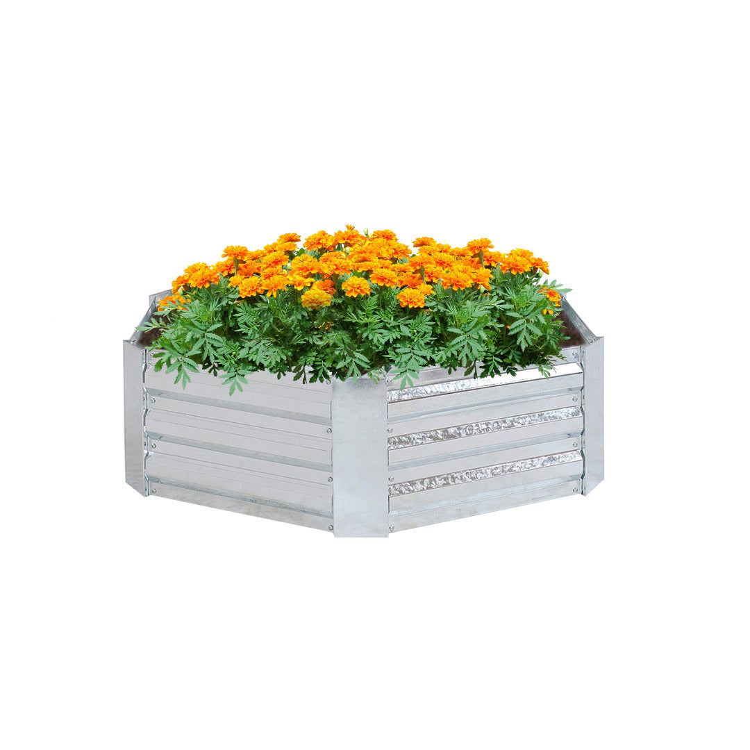 SOGA 60cm Hexagon Shape Galvanised Raised Garden Bed Vegetable Herb Flower Outdoor Planter Box