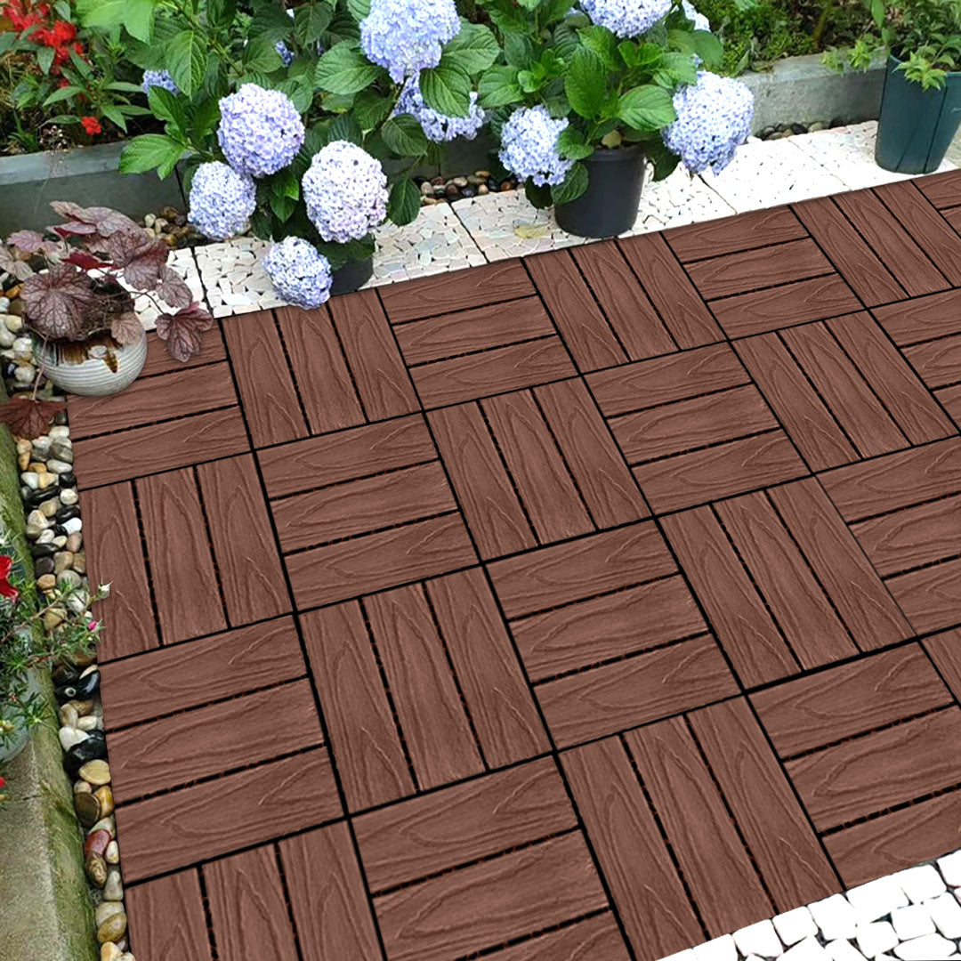 SOGA 2X 11 pcs Dark Chocolate DIY Wooden Composite Decking Tiles Backyard Flooring