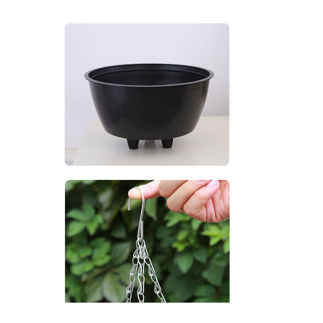 SOGA 2X Red Medium Hanging Resin Flower Pot Self Watering Basket Planter