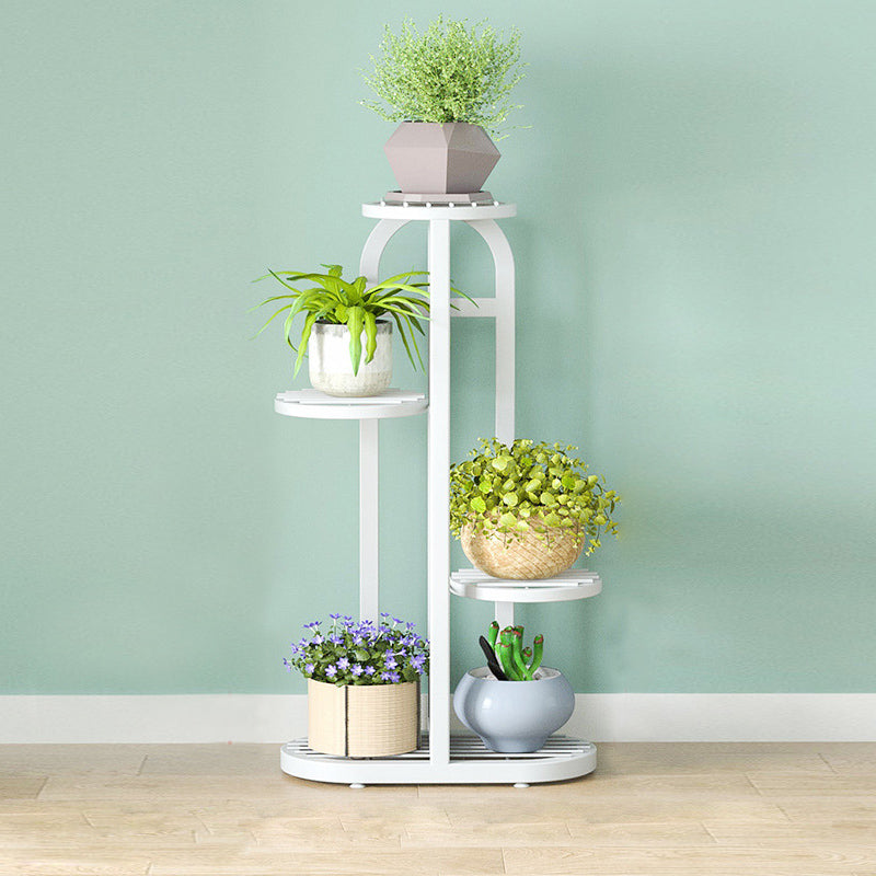 SOGA 2X 4 Tier 5 Pots White Round Metal Plant Rack Flowerpot Storage Display Stand Holder Home Garden Decor