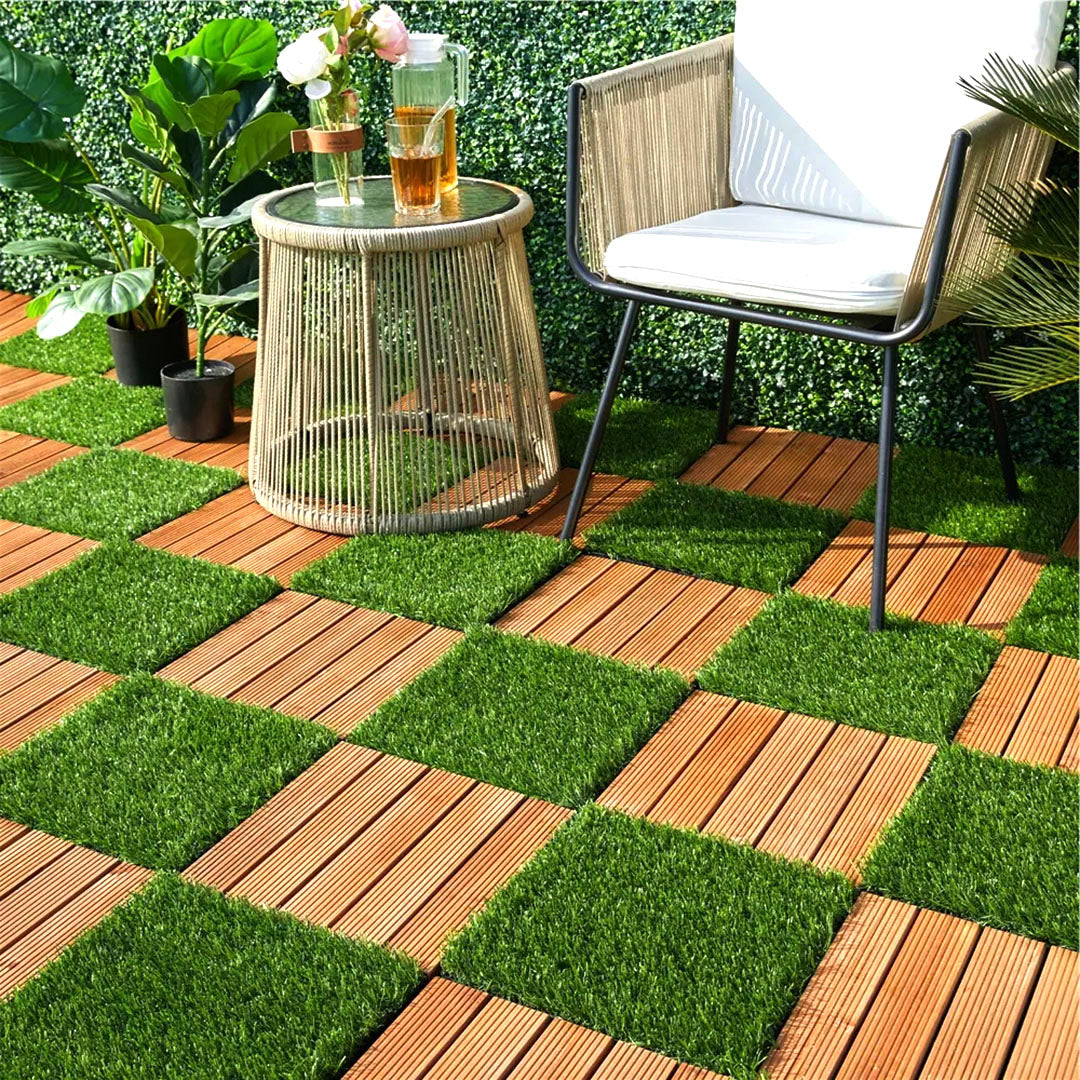 SOGA 11 pcs Coffee DIY Wooden Composite Decking Tiles Backyard Flooring