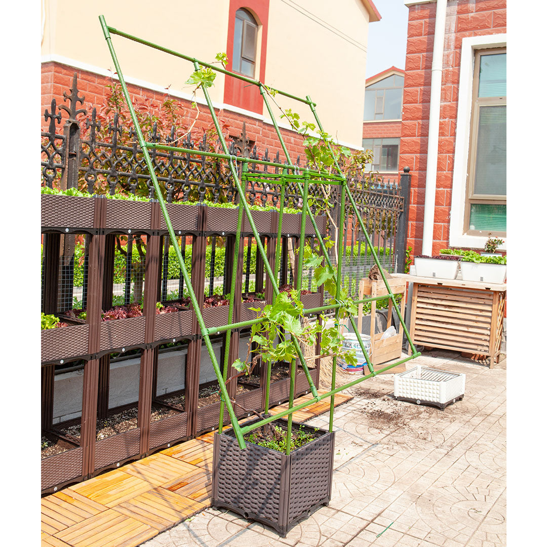 SOGA 160cm Rectangular Inclined Plant Frame Tube Pergola Trellis Vegetable Flower Herbs Outdoor Vine Support Garden Rack