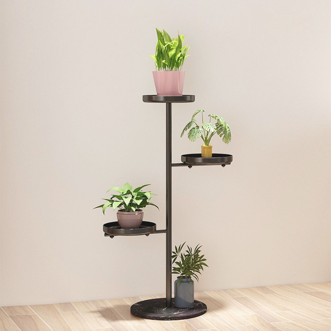 SOGA 2X 3 Tier Black Round Plant Stand Flowerpot Tray Display Living Room Balcony Metal Decorative Shelf