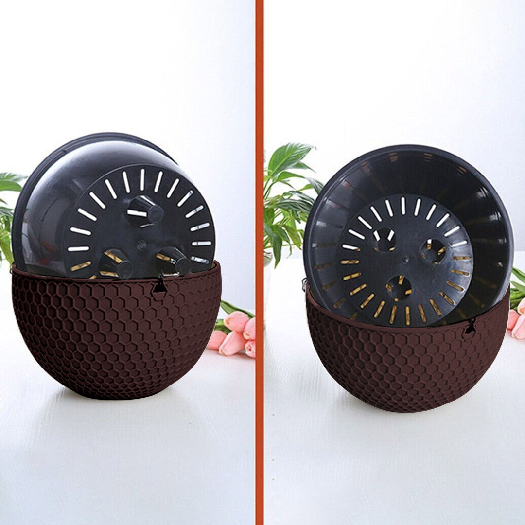 SOGA Coffee Medium Hanging Resin Flower Pot Self Watering Basket Planter