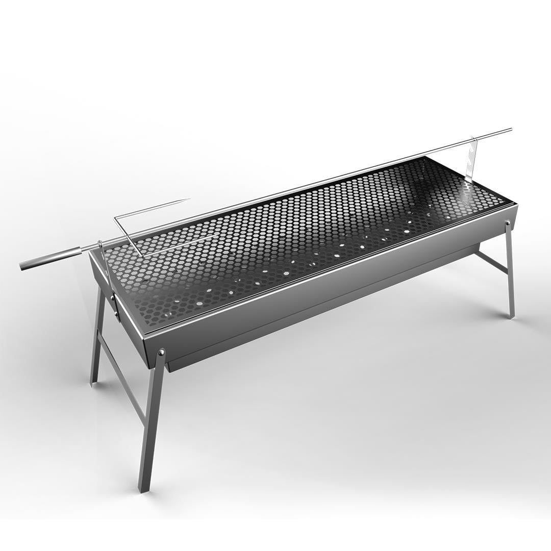 SOGA Stainless Steel Skewer Charcoal BBQ With Grill With Rotisserie