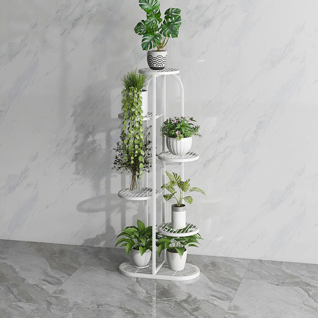 SOGA 6 Tier 7 Pots White Round Metal Plant Rack Flowerpot Storage Display Stand Holder Home Garden Decor