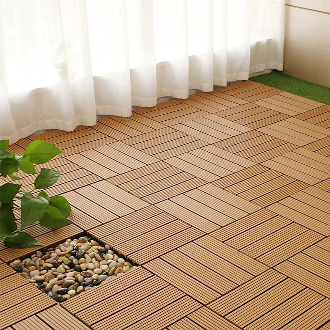 SOGA 11 pcs Coffee DIY Wooden Composite Decking Tiles Backyard Flooring