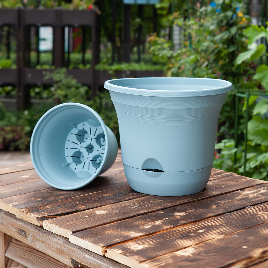 SOGA 19.5cm Blue Plastic Plant Pot Self Watering Planter Set of 3