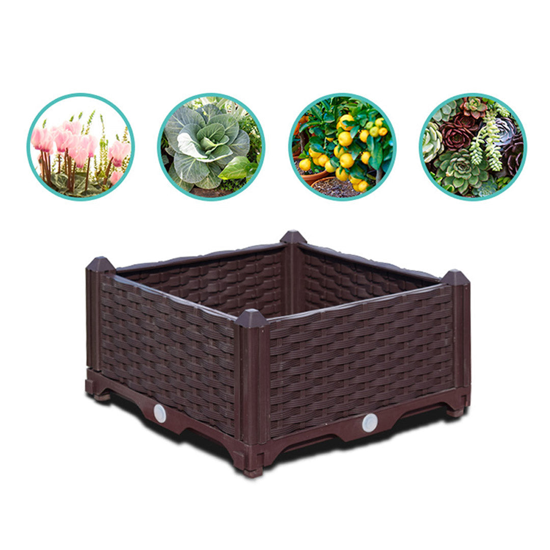 SOGA 2X 40cm Raised Planter Box Vegetable Herb Flower Outdoor Plastic Plants Garden Bed