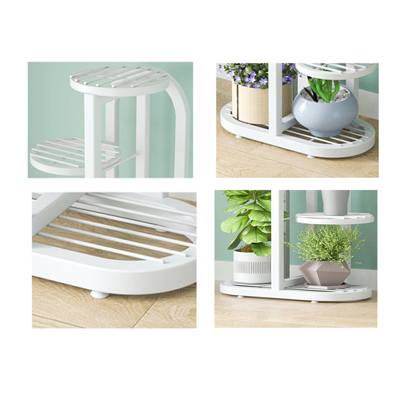 SOGA 2X 4 Tier 5 Pots White Round Metal Plant Rack Flowerpot Storage Display Stand Holder Home Garden Decor