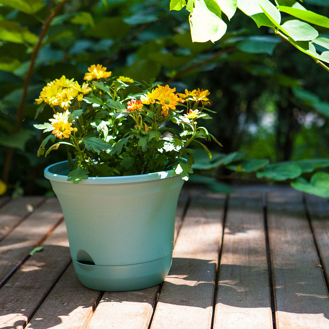 SOGA 19.5cm Blue Plastic Plant Pot Self Watering Planter Set of 3