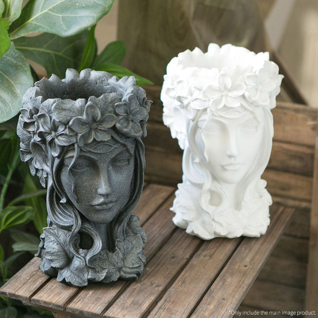 SOGA 2X Resin White Creative Goddess Head Statue Planter Bonsai Flower Succulent Pot Decor