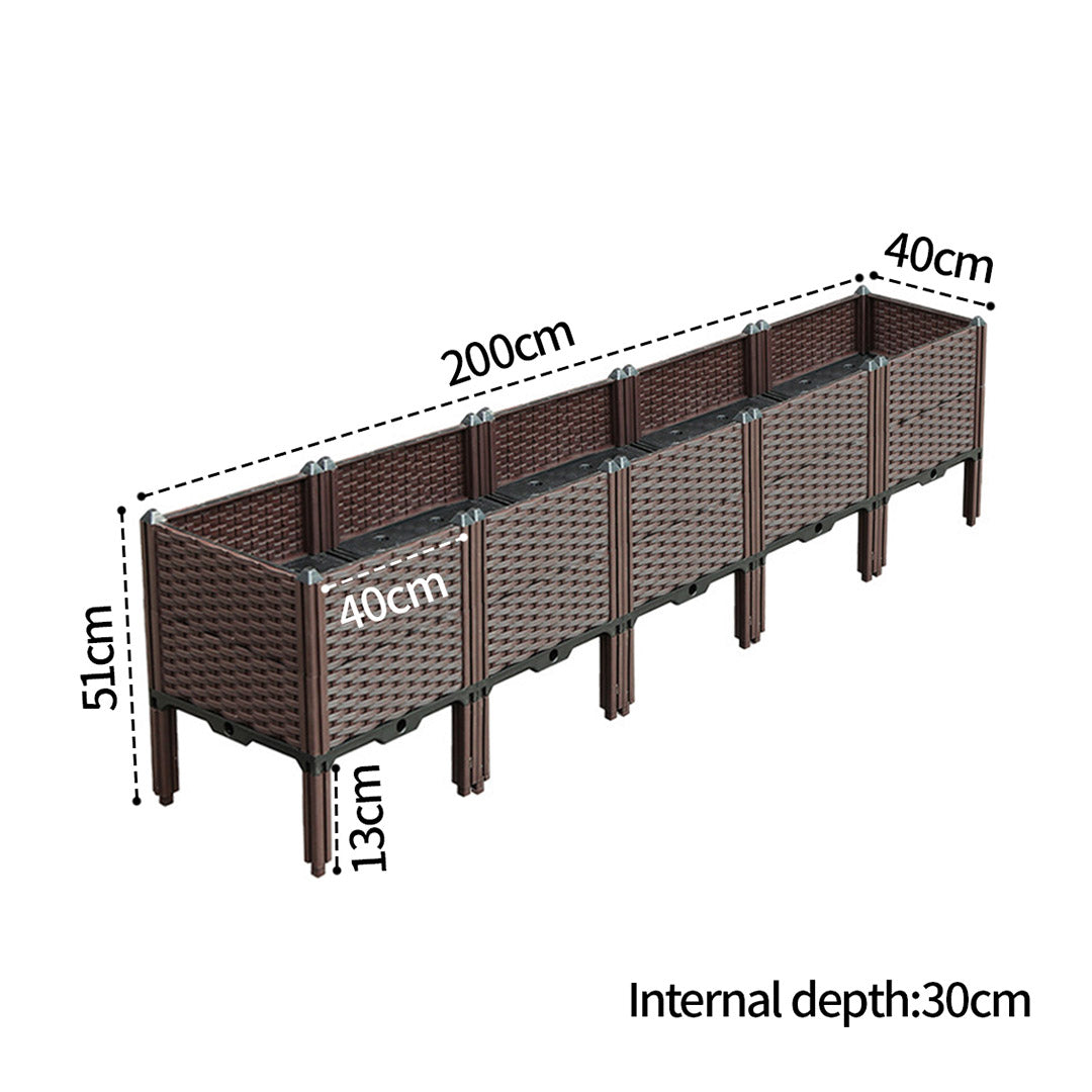 SOGA 2X 200cm Raised Planter Box Vegetable Herb Flower Outdoor Plastic Plants Garden Bed with Legs Deepen