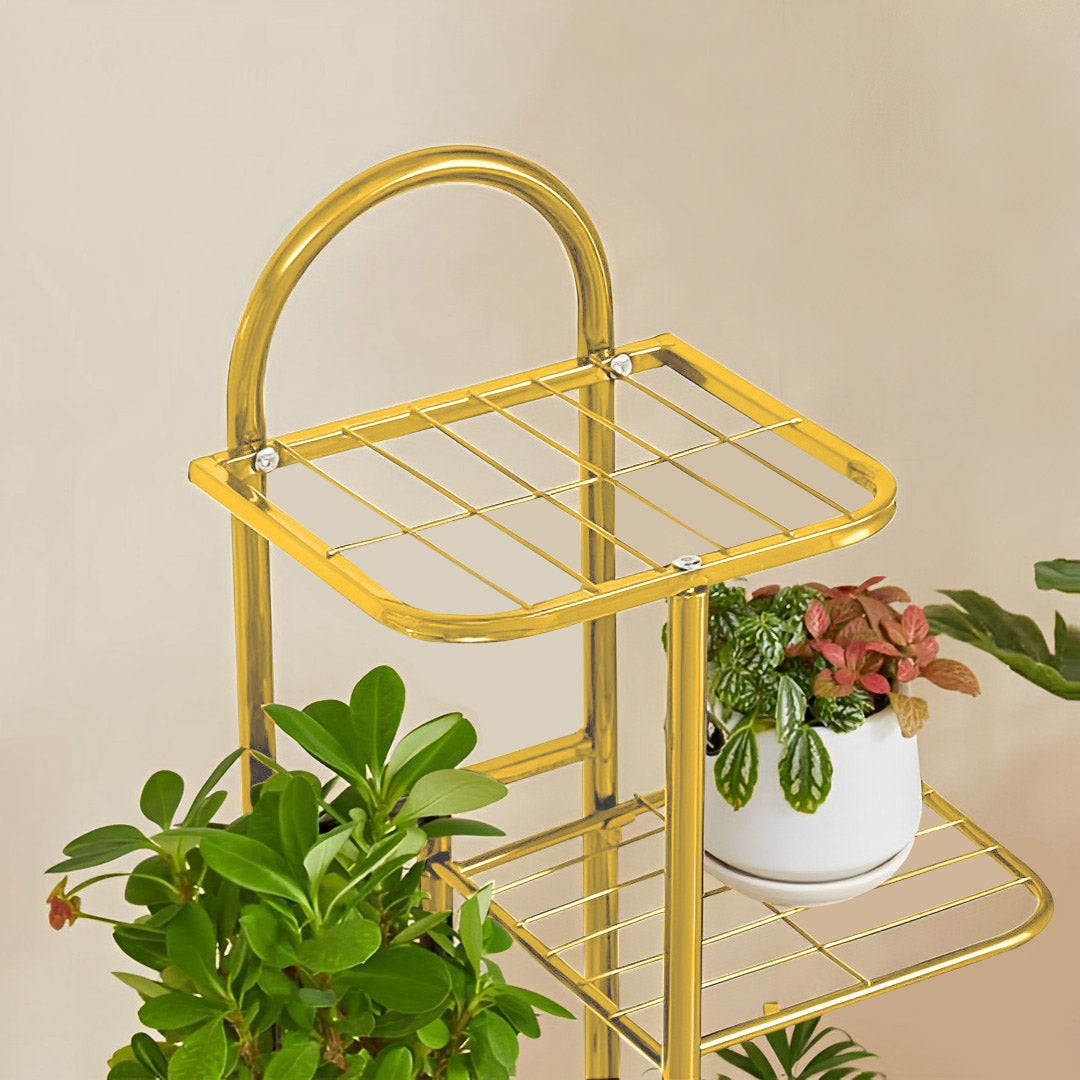 SOGA 4 Tier 5 Pots Gold Metal Plant Stand Flowerpot Display Shelf Rack Indoor Home Office Decor