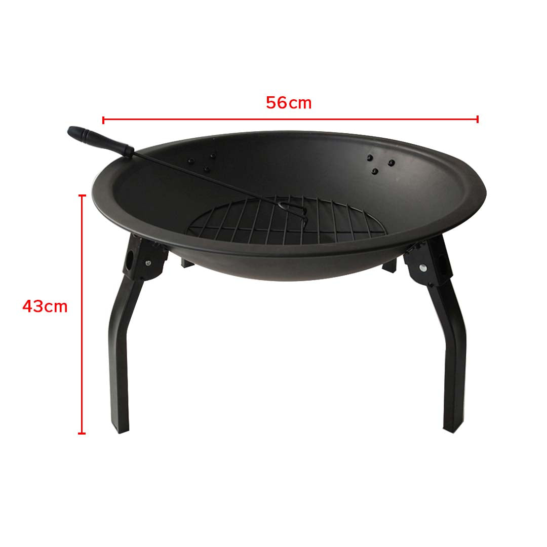 SOGA 2 in 1 Outdoor Portable Fold Fire Pit BBQ Grill Heater Fireplace 56cm