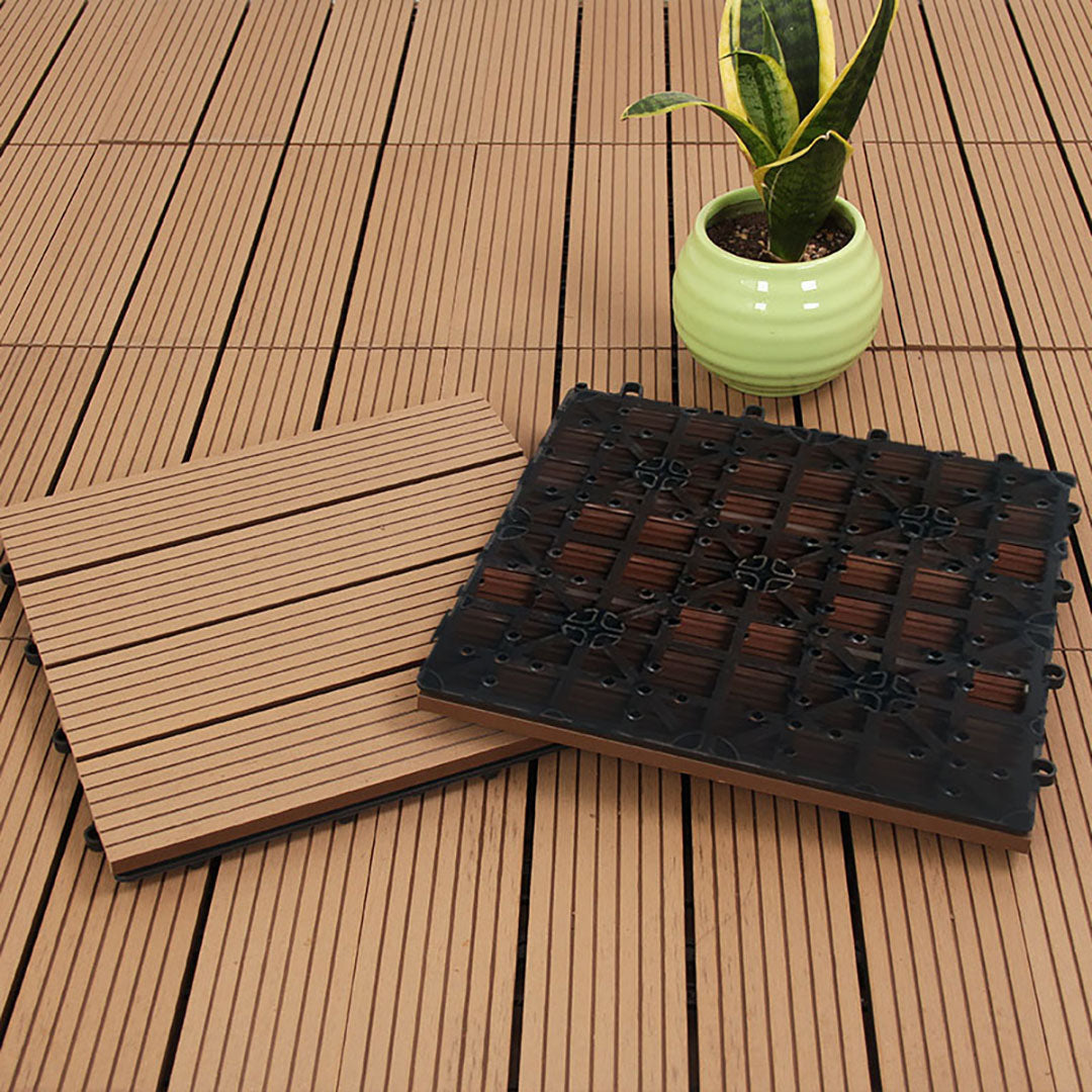 SOGA 2X 11 pcs Coffee DIY Wooden Composite Decking Tiles Backyard Flooring