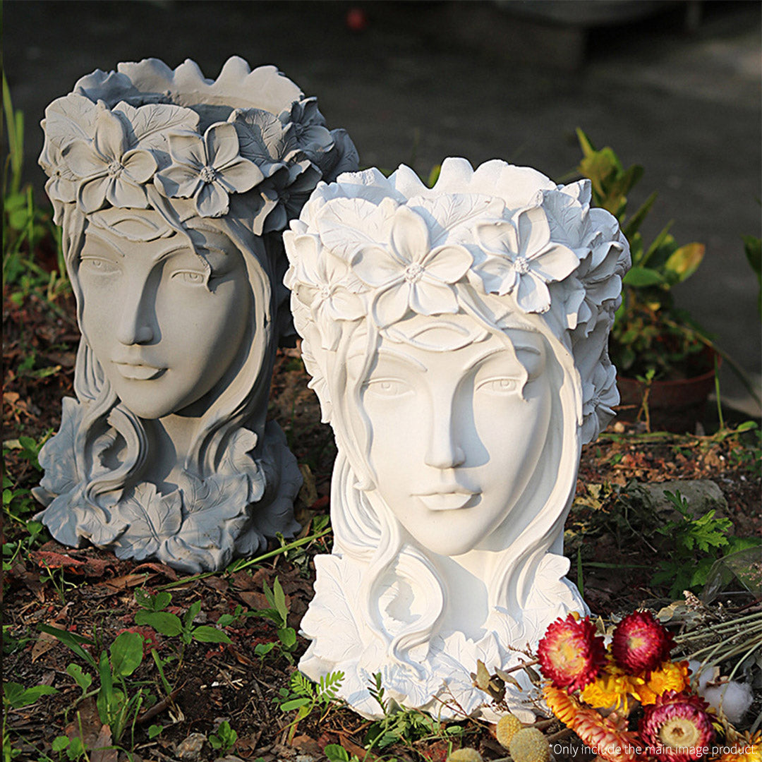 SOGA Resin White Creative Goddess Head Statue Planter Bonsai Flower Succulent Pot Decor